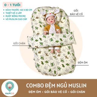 Combo Đệm Ôm Sơ Sinh Muslin Hapiso