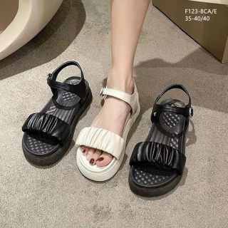 Sandal nữ đế bánh mỳ quai ngang nhún xinh xắn F123