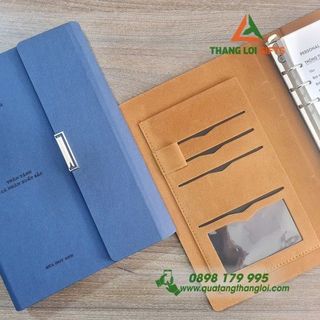 Sổ Tay Da Bìa Còng 3 Ngăn Cao Cấp- In Khắc logo làm Qùa Tặng