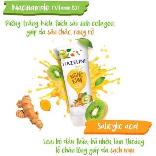 Sữa rửa mặt Hazeline Ngừa mụn Sáng da Nghệ và Kiwi 100g