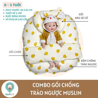 Combo Gối Chống Trào Ngược Muslin Hapiso