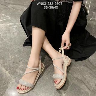 Sandal nữ quai ngang đính đá lấp lánh WN03 giá sỉ