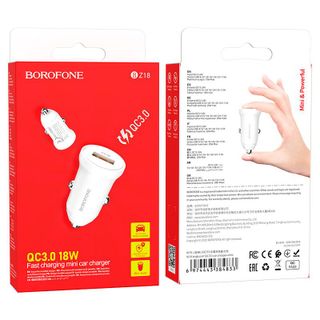 Cóc Sạc Nhanh Xe Hơi BZ18 Borofone - 1 Cổng Type C 1 Cổng USB 18W + QC 3.0