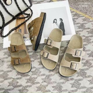 Sandal nữ 2 quai ngang đính khóa vuông đẹp F127 giá sỉ