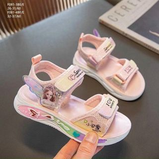 Sandal trẻ em quai ngang họa tiết công chúa F081