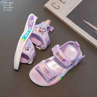 Sandal trẻ em quai ngang họa tiết công chúa F081
