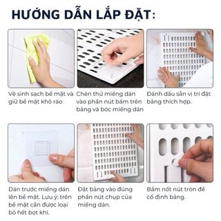 Kệ giá bảng treo tường DandiHome trang trí pegboard để đồ decor bàn học, phòng bếp, nhà tắm, đã kèm đầy đủ phụ kiện, dán