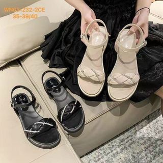 Sandal nữ quai ngang thắt bím đính đá xinh WN03 giá sỉ