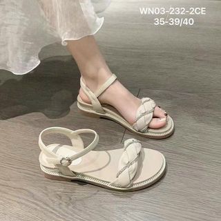 Sandal nữ quai ngang thắt bím đính đá xinh WN03