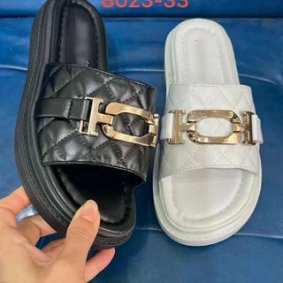Dép nữ quai ngang đế bành mỳ phối kim loại đẹp F015