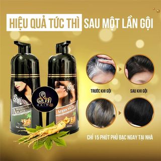 Dầu Gội Phủ Bạc SinHair Nhật Bản(Có Lược) Dầu Gội Thảo Dược Nhuộm Đen, Nâu 500ml