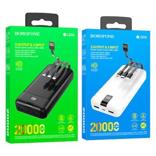 Pin Sạc Dự Phòng Liền Cáp BJ20 Borofone - Dung Lượng 10000mAh 2 Cổng USB 1 Cổng Type C