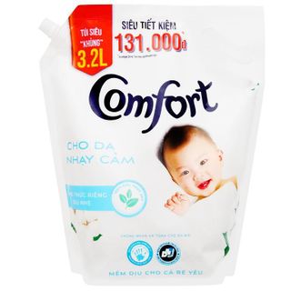 Nước xả mềm vải Comfort cho da nhạy cảm với công thức dịu nhẹ cho quần áo em bé túi 3.2 lít giá sỉ