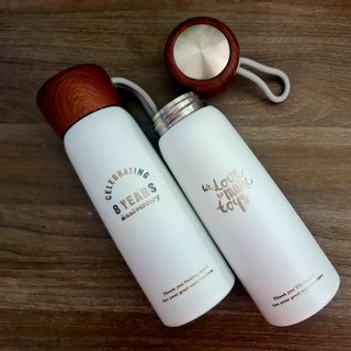 Bình Giữ Nhiệt Nắp Vân Gỗ 500ml- khắc logo làm quà tặng