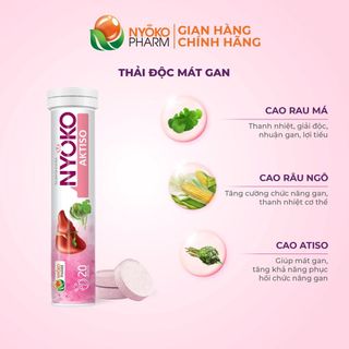 Viên sủi vitamin Aktiso NYOKO có thành phần tự nhiên giúp giải độc, mát gan Hộp 1 lọ 20 viên