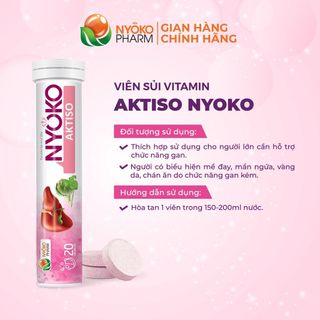 Viên sủi vitamin Aktiso NYOKO có thành phần tự nhiên giúp giải độc, mát gan Hộp 1 lọ 20 viên
