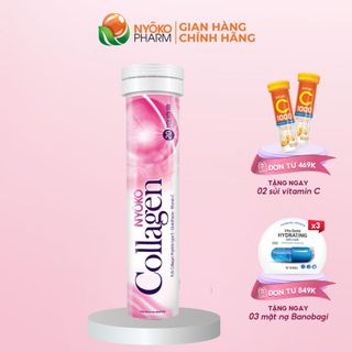 Nước collagen uống thủy phân dạng sủi Nyoko chiết xuất da Cá Tuyết cao cấp Nhật Bản, trẻ hóa, sáng da mờ thâm lọ 20 viên giá sỉ