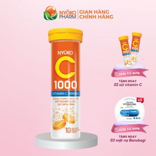 Viên sủi vitamin C1000 Nyoko hương cam tăng cường sức khỏe, nâng cao đề kháng hộp 1 lọ 10 viên