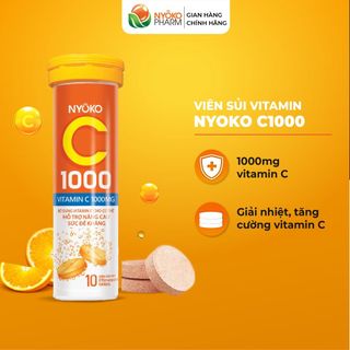 Viên sủi vitamin C1000 Nyoko hương cam tăng cường sức khỏe, nâng cao đề kháng hộp 1 lọ 10 viên