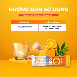 Viên sủi vitamin C1000 Nyoko hương cam tăng cường sức khỏe, nâng cao đề kháng hộp 1 lọ 10 viên