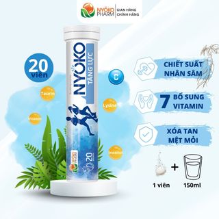 Viên sủi vitamin Tăng lực NYOKO hỗ trợ tăng cường sức khỏe, nâng cao đề kháng, hộp 1 lọ 20 viên