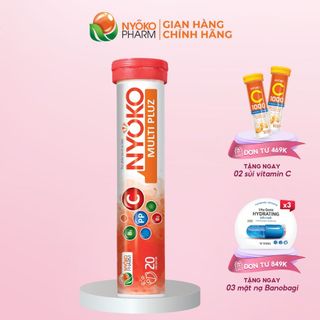 Viên sủi vitamin Multi Pluz NYOKO có chiết xuất nhân sâm tăng sức đề kháng cho cơ thể hộp 1 lọ 20 viên