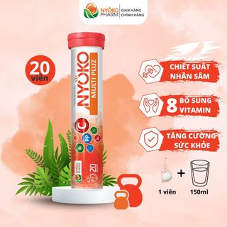 Viên sủi vitamin Multi Pluz NYOKO có chiết xuất nhân sâm tăng sức đề kháng cho cơ thể hộp 1 lọ 20 viên