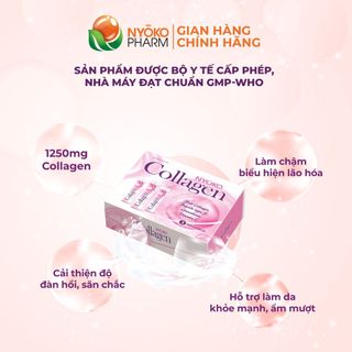 Collagen uống thủy phân Nyoko dạng sủi chiết xuất cá tuyết nhập khẩu Nhật Bản hộp 3 lọ x 20 viên
