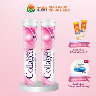Collagen nước uống Nyoko dạng sủi thủy phân loại 1 chiết xuất da cá Tuyết cao cấp Nhật Bản 20 viên/lọ - 2 lọ