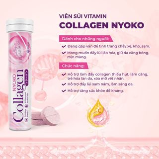 Collagen nước uống Nyoko dạng sủi thủy phân loại 1 chiết xuất da cá Tuyết cao cấp Nhật Bản 20 viên/lọ - 2 lọ