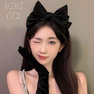 Băng Đô Cài Tóc SaTin Thắt Nơ Ba Chiều Đơn Giản Xinh Xắn, Băng Đô Cài Tóc Rửa Mặt Màu Đen, ct2