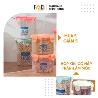 Hộp đựng thực phẩm Faci có nắp kín. Hộp đựng thực phẩm tủ lạnh nhựa tròn đựng ngũ cốc đồ khô chống côn trùng ẩm mốc