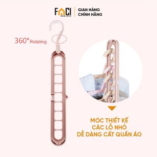 Móc treo quần áo 9 lỗ Faci xoay 360. Móc treo Faci đa năng thông minh treo quần áo khăn phơi đồ tiết kiệm diện tích
