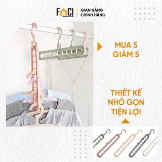 Móc treo quần áo 9 lỗ Faci xoay 360. Móc treo Faci đa năng thông minh treo quần áo khăn phơi đồ tiết kiệm diện tích