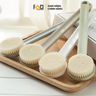 Bàn chải chà lưng Faci siêu mềm mịn. Bàn chải chà lưng cán dài tẩy tế bào chết mát xa tăng hiệu quả làm sạch, dưỡng ẩm