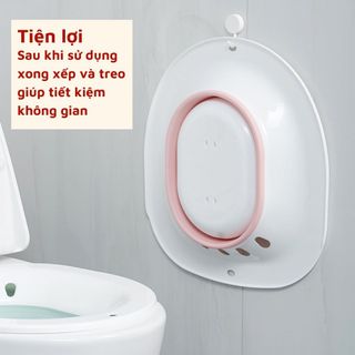 Chậu Xông Hơi Vùng Kín Phụ nữ Sau Sinh Faci Gấp Gọn Gắn bồn cầu Tiện Lợi kèm Vòi xịt