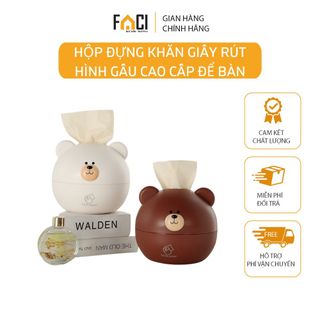 Hộp đựng khăn giấy rút hình gấu cao cấp để bàn sang trọng giá sỉ