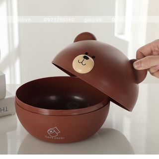 Hộp đựng khăn giấy rút hình gấu cao cấp để bàn sang trọng