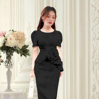 Đầm peplum bông eo cao cấp