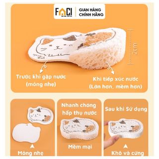 Miếng rửa chén Faci bọt biển nhanh khô. Miếng rửa chén bọt biển hoạt hình mềm mại vệ sinh đa năng cao cấp cho gia đình