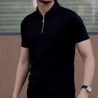 Áo cổ bẻ nam Polo Metal Zipper Slimfit siêu thoáng mát, bền màu A02-129