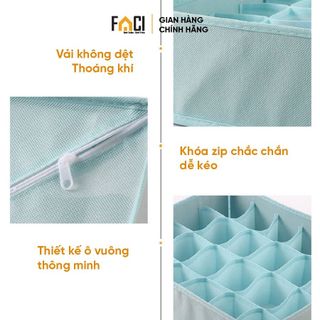 Hộp đựng đồ lót Faci chia ngăn. Hộp đựng đồ lót tất vớ áo ngực bra vải không dệt 6, 7, 20 ngăn gọn gàng tiện lợi giá sỉ