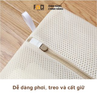 Túi lưới giặt đồ Faci có khóa 2 lớp. Túi lưới giặt đồ hình thêu bộ 6 túi nhiều kích thước giúp bảo vệ quần áo tránh nhàu