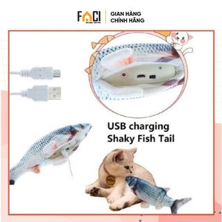 Cá vẫy đuôi đồ chơi Faci nhồi bông. Cá vẫy đuôi đồ chơi nhảy nhót nhiều màu có sạc điện con cá vỗ mông bé ru ngủ