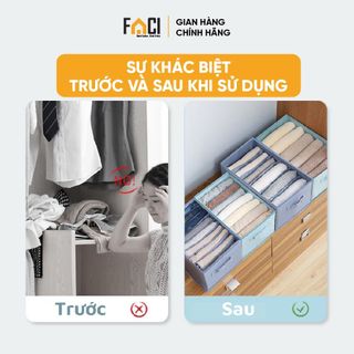 Hộp vải đựng quần áo Faci chia ngăn. Hộp vải đựng quần áo sắp xếp gọn gàng tiện lợi chất liệu cao cấp hàng xuất khẩu