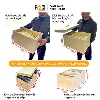 Hộp vải đựng quần áo Faci chia ngăn. Hộp vải đựng quần áo sắp xếp gọn gàng tiện lợi chất liệu cao cấp hàng xuất khẩu