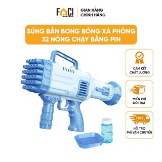 Súng bắn bong bóng Faci 32 nòng. Súng bắn bong bóng xà phòng chạy bằng pin siêu mạnh nhiều màu an toàn cho bé giá sỉ