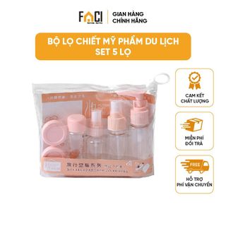 Bộ chiết mỹ phẩm Faci 5 lọ. Bộ chiết mỹ phẩm du lịch tiện lợi nhỏ nhắn có túi zip và sticker xinh xắn dễ thương