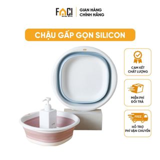 Chậu gấp gọn Faci silicon tiện lợi. Chậu gấp gọn đa năng nhà bếp tắm giặt chất liệu an toàn cho bé tiết kiệm không gian