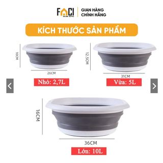 Chậu gấp gọn Faci silicon tiện lợi. Chậu gấp gọn đa năng nhà bếp tắm giặt chất liệu an toàn cho bé tiết kiệm không gian